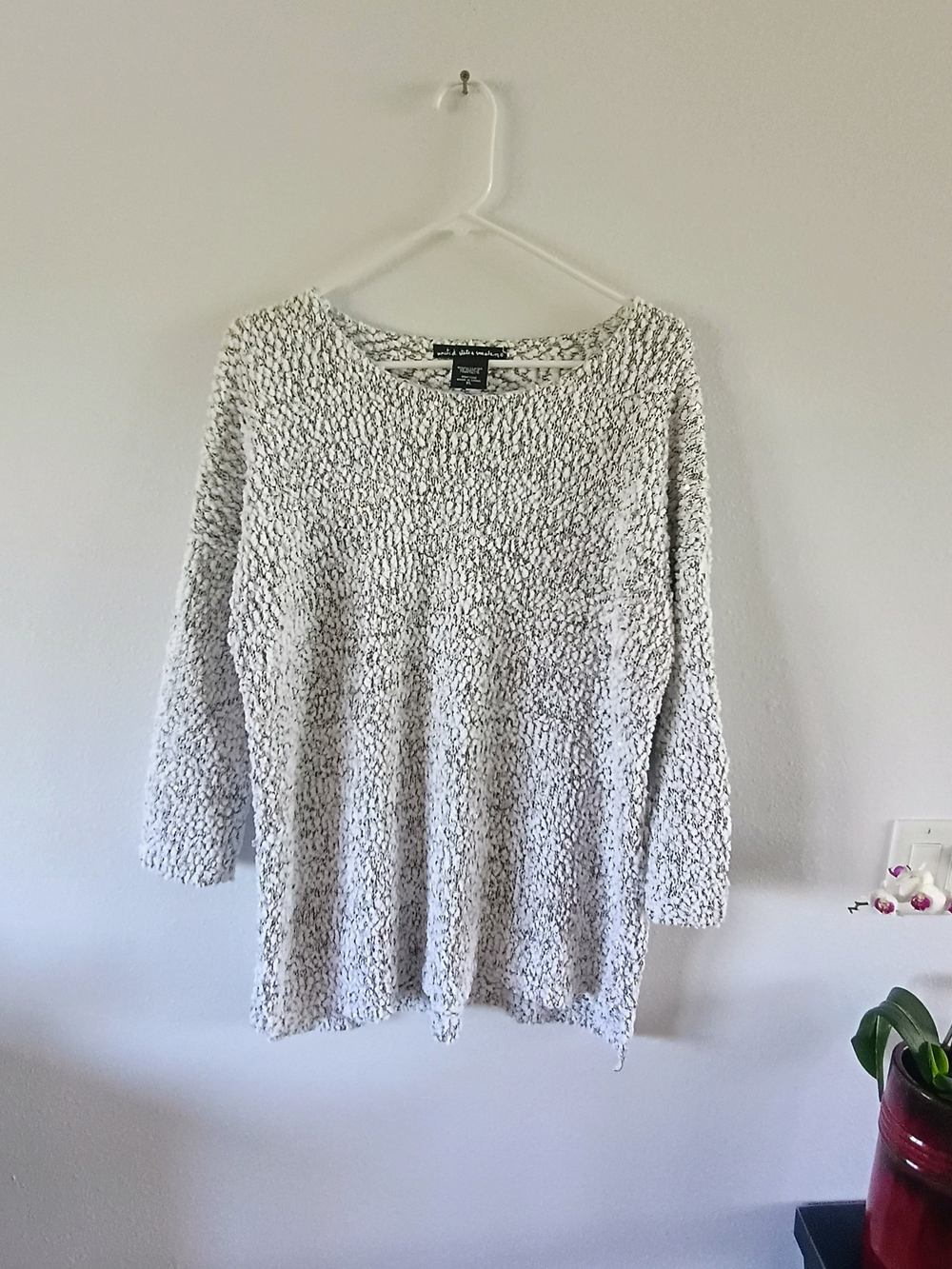 United States Sweaters XL Popcorn Knit Sequin Metallic Sweater White Black